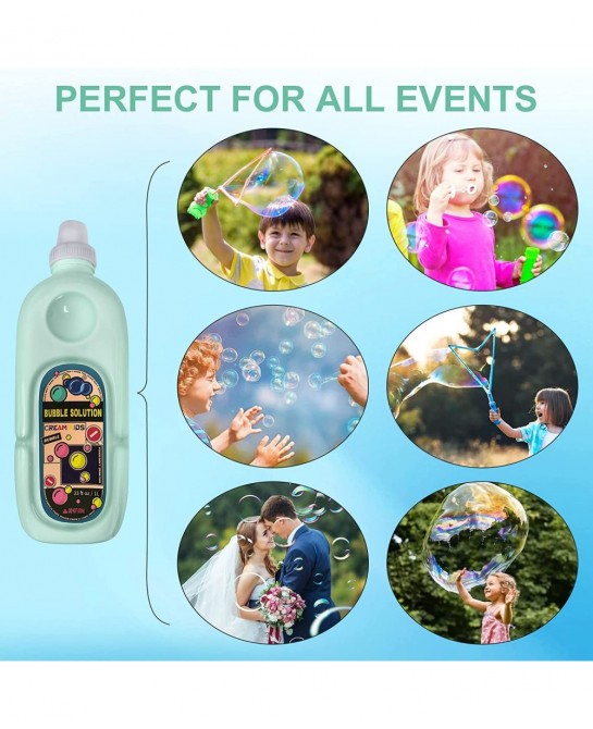 33Oz/1L Non Toxic All Natural Bubble Concentrate with Bottle Mouth with Leak Proof and Splash Proof designfor Bubble Machine ...