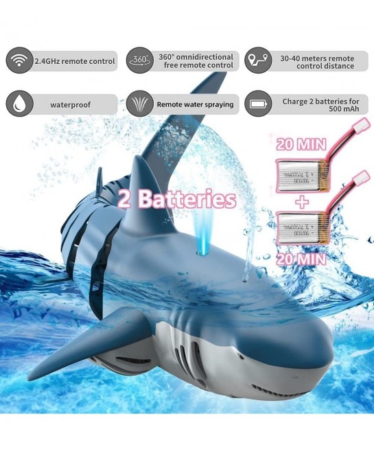 Remote Control Shark Pool Toys for Kids RC Shark Spray Water Toys for Swimming Pool Lake Bathtub Games Remote Control Boat fo...