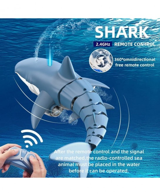 Remote Control Shark Pool Toys for Kids RC Shark Spray Water Toys for Swimming Pool Lake Bathtub Games Remote Control Boat fo...