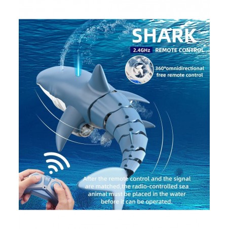 Remote Control Shark Pool Toys for Kids RC Shark Spray Water Toys for Swimming Pool Lake Bathtub Games Remote Control Boat fo...