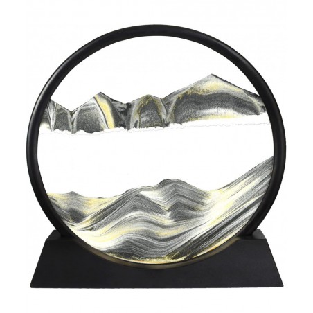 3D Moving Sand Art Liquid Flowing Colored Sand Decor-Round Glass Deep Sea Sandscape in Motion Display Flowing Sand Frame Larg...