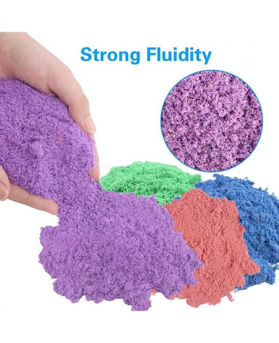37 PCS Play Sand Set for Kids 4.4Pounds Magic Sand in 4 Colors Play Sand Molds with 1 Sand Tray for Age 3 4 5 6 7 and up Boys...