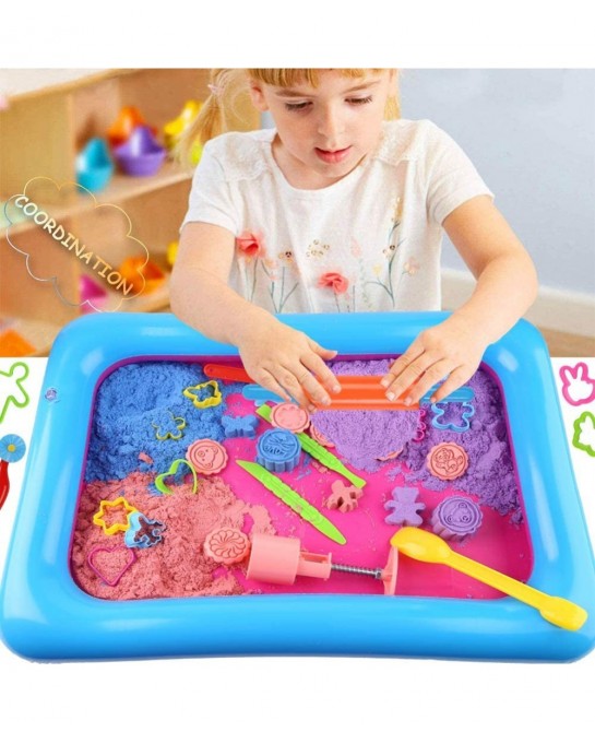 37 PCS Play Sand Set for Kids 4.4Pounds Magic Sand in 4 Colors Play Sand Molds with 1 Sand Tray for Age 3 4 5 6 7 and up Boys...
