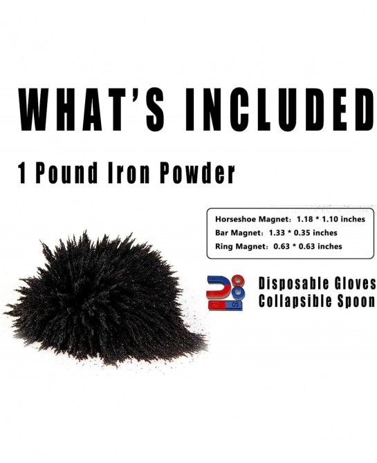 Magnetic Iron Powder Iron Filings 1 Pound （16 Ounces） Including 4 Magnets for Magnetic Field School Project Science Experimen...