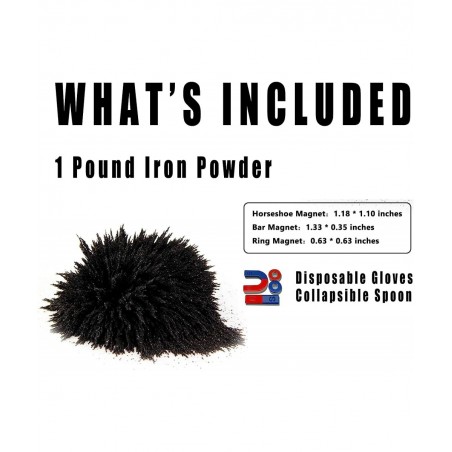 Magnetic Iron Powder Iron Filings 1 Pound （16 Ounces） Including 4 Magnets for Magnetic Field School Project Science Experimen...
