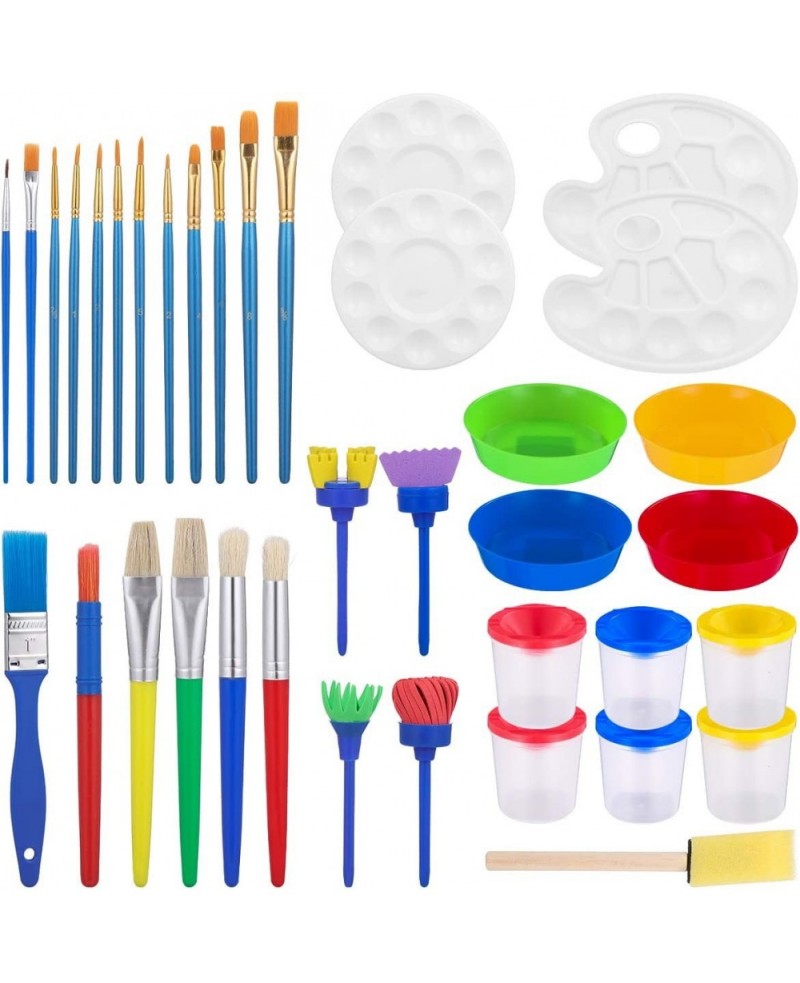 Kids Painting Tool Kit 37PCS Paint for Kids Paint Brushes Set Cleaning Cups Tray Palette Multi Sizes Paint Pen for Child/Todd...