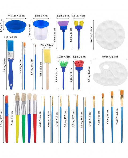 Kids Painting Tool Kit 37PCS Paint for Kids Paint Brushes Set Cleaning Cups Tray Palette Multi Sizes Paint Pen for Child/Todd...