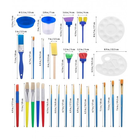 Kids Painting Tool Kit 37PCS Paint for Kids Paint Brushes Set Cleaning Cups Tray Palette Multi Sizes Paint Pen for Child/Todd...