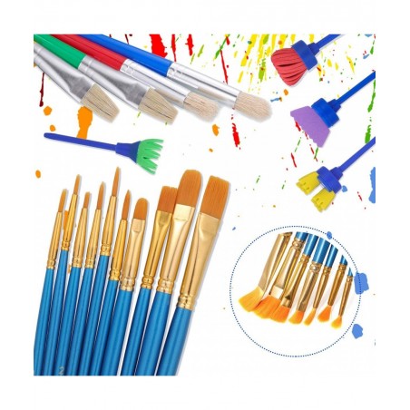 Kids Painting Tool Kit 37PCS Paint for Kids Paint Brushes Set Cleaning Cups Tray Palette Multi Sizes Paint Pen for Child/Todd...