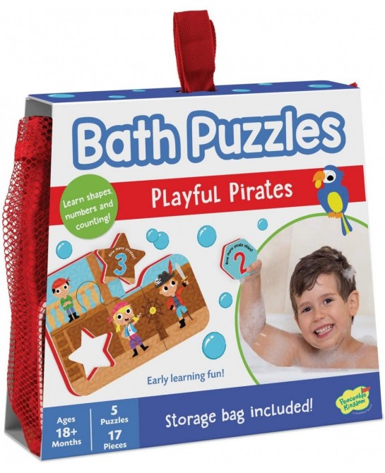 Playful Pirates Bath Puzzles - Bath Toys for Toddlers – Foam Bath Puzzles for Kids - Fine Motor Skills (17 Pieces 5 Puzzles) ...