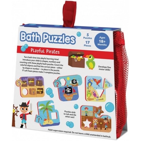 Playful Pirates Bath Puzzles - Bath Toys for Toddlers – Foam Bath Puzzles for Kids - Fine Motor Skills (17 Pieces 5 Puzzles) ...