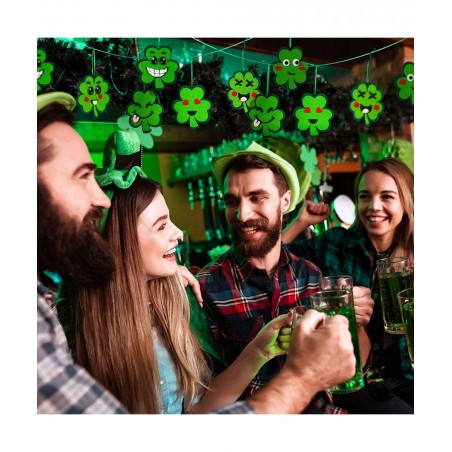 24 Pieces St Patricks Day Crafts Shamrock Cutouts Felt Lucky Shamrock Ornament Craft with Cute Facial Expression Stickers Sai...