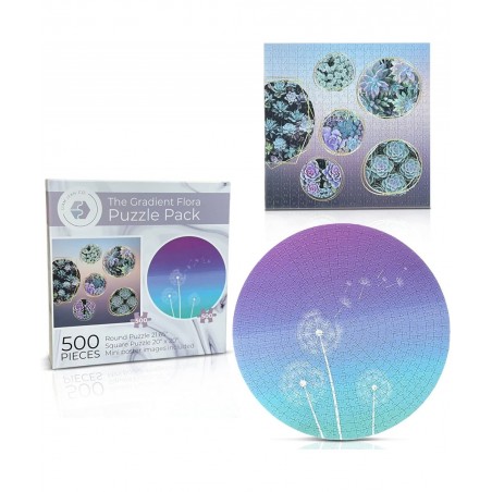 500 Pieces Puzzle for Adults - Nature Puzzle Games Pack of 2 - Jigsaw Gradient Puzzle Games 1 Round & 1 Square - Succulent Pl...