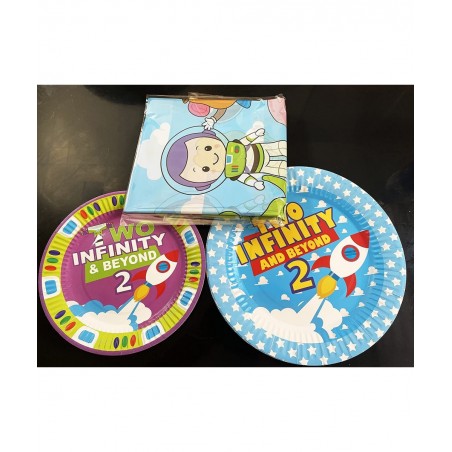 Beeloved 20pcs Toy Inspired Story 2nd Birthday Party Paper Plates 10pcs 9" and 10pcs 7" 2 Infinity And Beyond Birthday Plates...