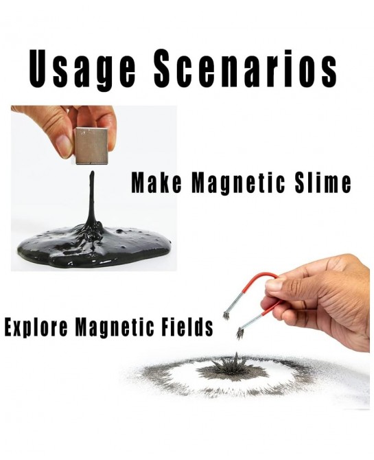 Magnetic Iron Powder Iron Filings 1 Pound （16 Ounces） Including 4 Magnets for Magnetic Field School Project Science Experimen...