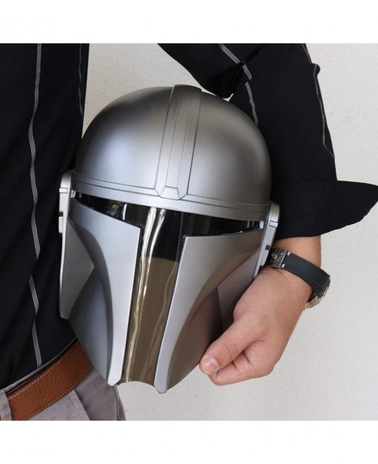 SW Mandalorian Helmet Metal Cosplay Full Head Mask Collectible Halloween Prop PVC (Silver Mandalorian) $104.48 Kids' Dress-Up...