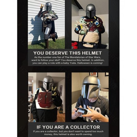 SW Mandalorian Helmet Metal Cosplay Full Head Mask Collectible Halloween Prop PVC (Silver Mandalorian) $104.48 Kids' Dress-Up...