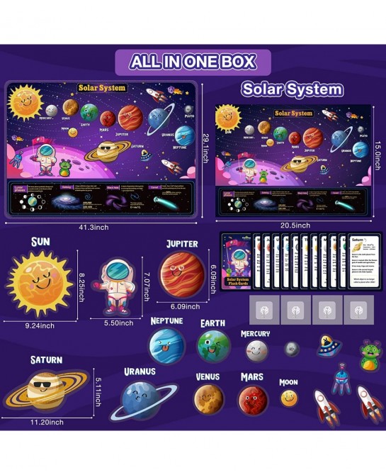 KidEwan 33PCS Outer Space Felt Flannel Board Story Set for Kids 3.5 Ft Solar System Universe Storytelling Preschool Early Lea...
