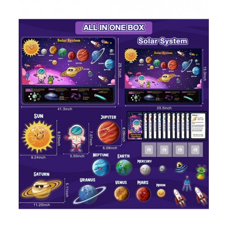 KidEwan 33PCS Outer Space Felt Flannel Board Story Set for Kids 3.5 Ft Solar System Universe Storytelling Preschool Early Lea...