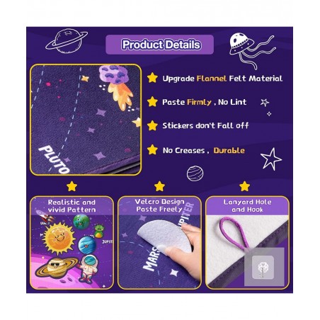 KidEwan 33PCS Outer Space Felt Flannel Board Story Set for Kids 3.5 Ft Solar System Universe Storytelling Preschool Early Lea...