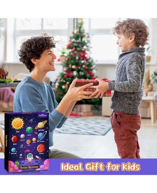 KidEwan 33PCS Outer Space Felt Flannel Board Story Set for Kids 3.5 Ft Solar System Universe Storytelling Preschool Early Lea...