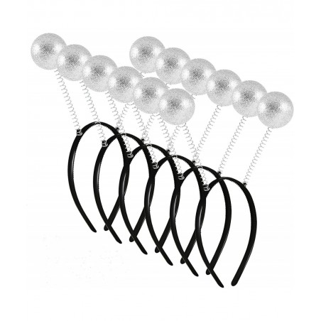 6PCS Silver Martian Antenna Headband Sparkle Alien Headband Halloween Costume Party Decoration $15.48 Kids' Party Hats
