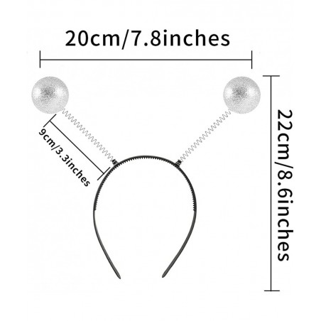 6PCS Silver Martian Antenna Headband Sparkle Alien Headband Halloween Costume Party Decoration $15.48 Kids' Party Hats