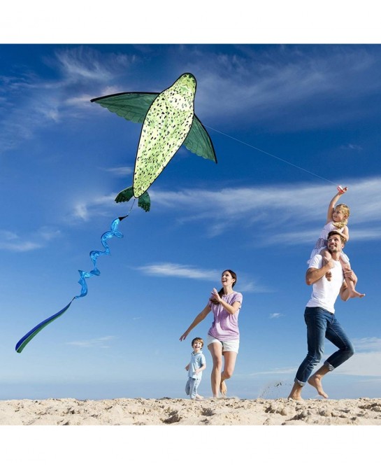 Huge 3D Seal Kite for Kids Includes Kite Line and Bag Easy to Fly Single Line Kite for Beach Park and Outdoor Activities Gree...