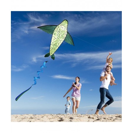 Huge 3D Seal Kite for Kids Includes Kite Line and Bag Easy to Fly Single Line Kite for Beach Park and Outdoor Activities Gree...