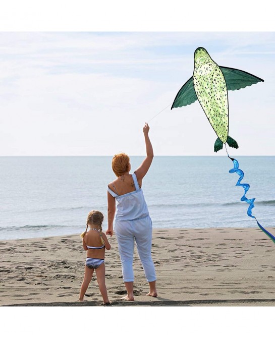 Huge 3D Seal Kite for Kids Includes Kite Line and Bag Easy to Fly Single Line Kite for Beach Park and Outdoor Activities Gree...