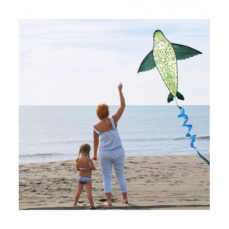 Huge 3D Seal Kite for Kids Includes Kite Line and Bag Easy to Fly Single Line Kite for Beach Park and Outdoor Activities Gree...
