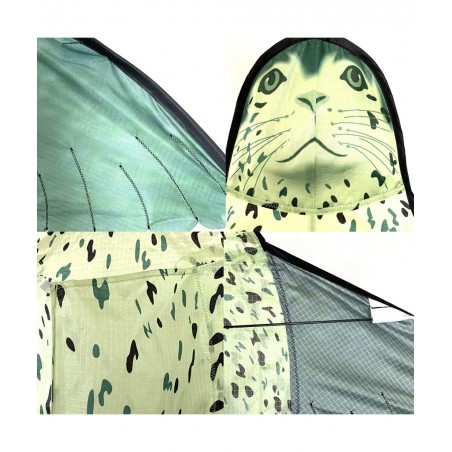Huge 3D Seal Kite for Kids Includes Kite Line and Bag Easy to Fly Single Line Kite for Beach Park and Outdoor Activities Gree...