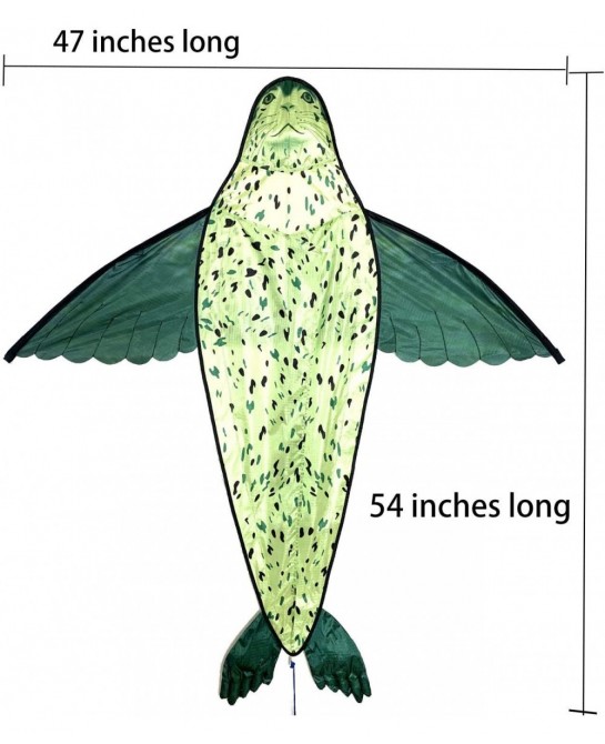 Huge 3D Seal Kite for Kids Includes Kite Line and Bag Easy to Fly Single Line Kite for Beach Park and Outdoor Activities Gree...