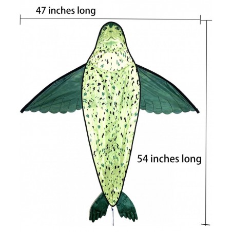 Huge 3D Seal Kite for Kids Includes Kite Line and Bag Easy to Fly Single Line Kite for Beach Park and Outdoor Activities Gree...