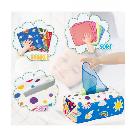Baby Toys 6 to 12 Months - Montessori Toys Baby Tissue Box - Crinkle Toys for Infant Newborn 1 Year Old Boys Girls Kids Gifts...
