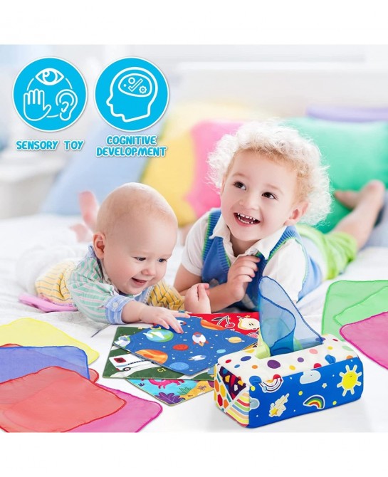 Baby Toys 6 to 12 Months - Montessori Toys Baby Tissue Box - Crinkle Toys for Infant Newborn 1 Year Old Boys Girls Kids Gifts...