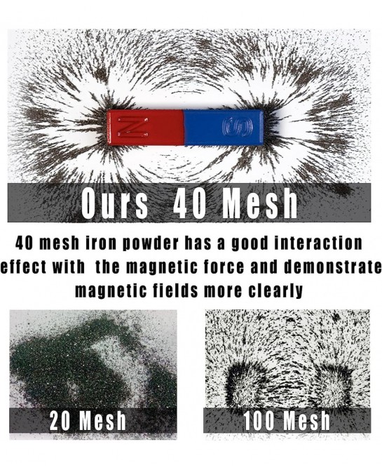 Magnetic Iron Powder Iron Filings 1 Pound （16 Ounces） Including 4 Magnets for Magnetic Field School Project Science Experimen...