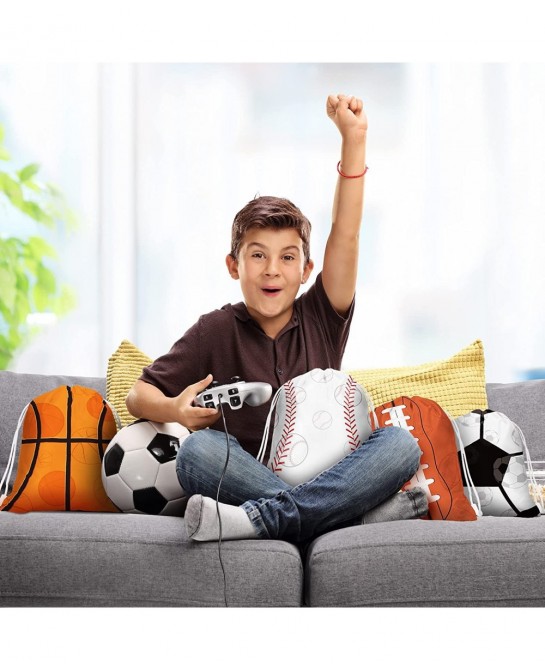 Sports Party Drawstring Bag Supplies Ball Backpack Baseball Soccer Football Basketball Softball Goodie Bags Party Decoration ...