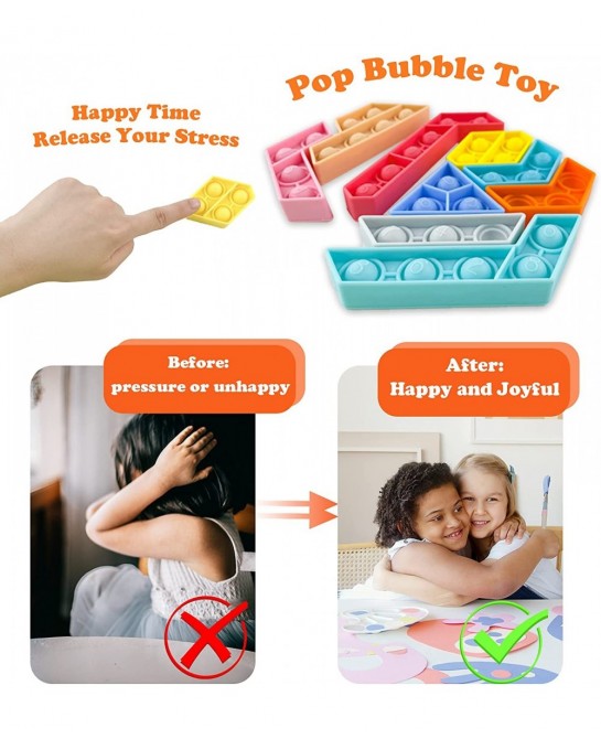 Pop Fidget Sensory Toys Silicone Squeeze Packs Set Gifts Poppers Popping Stress Anxiety Relief for Kids Children Adults $15.0...