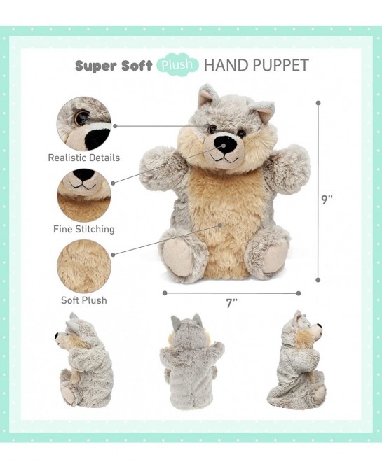 DolliBu Wolf Plush Hand Puppet for Kids - Soft Plush Stuffed Animal Hand Puppet Toy for Puppet Show Games & Puppet Theaters f...