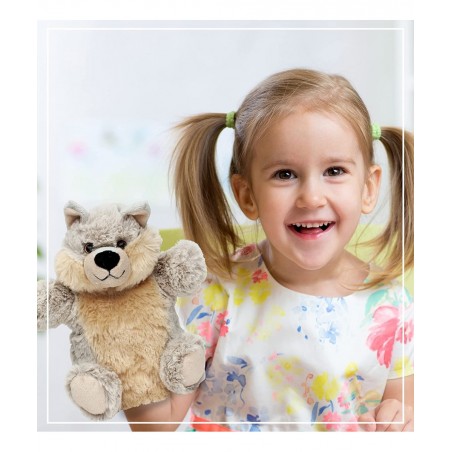 DolliBu Wolf Plush Hand Puppet for Kids - Soft Plush Stuffed Animal Hand Puppet Toy for Puppet Show Games & Puppet Theaters f...