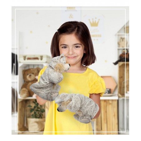 DolliBu Wolf Plush Hand Puppet for Kids - Soft Plush Stuffed Animal Hand Puppet Toy for Puppet Show Games & Puppet Theaters f...