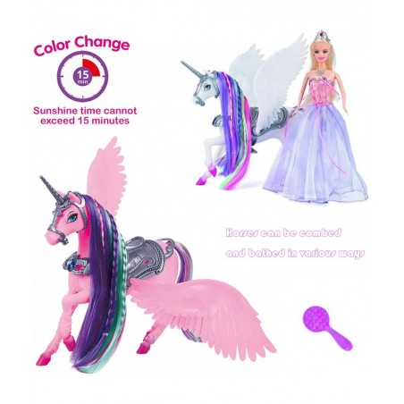Color Change Unicorn and Fairy Tale Princess Doll W/ Mane Brush Girls' Unicorn Doll Toys Gifts Presents for Girl Kids Aged 3+...