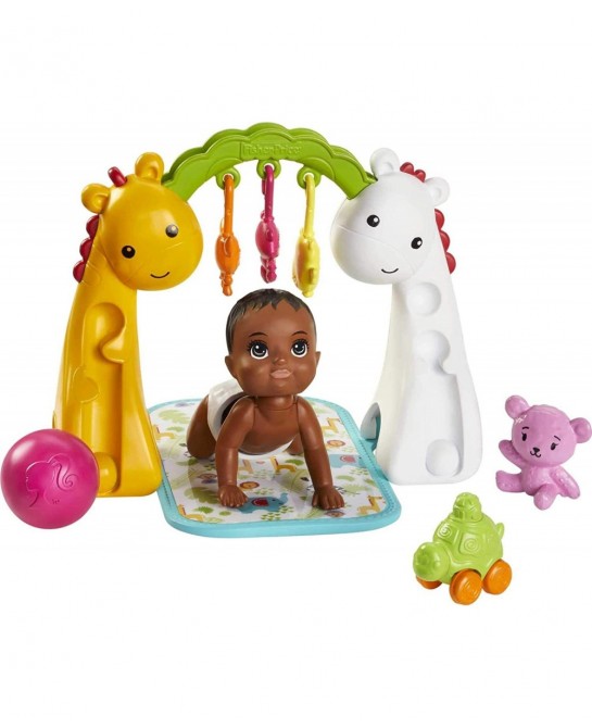 Skipper Babysitters Inc. Crawling and Playtime Playset with Baby Doll with Bobbling Head and Bottom Floor Gym Blanket and 6 T...