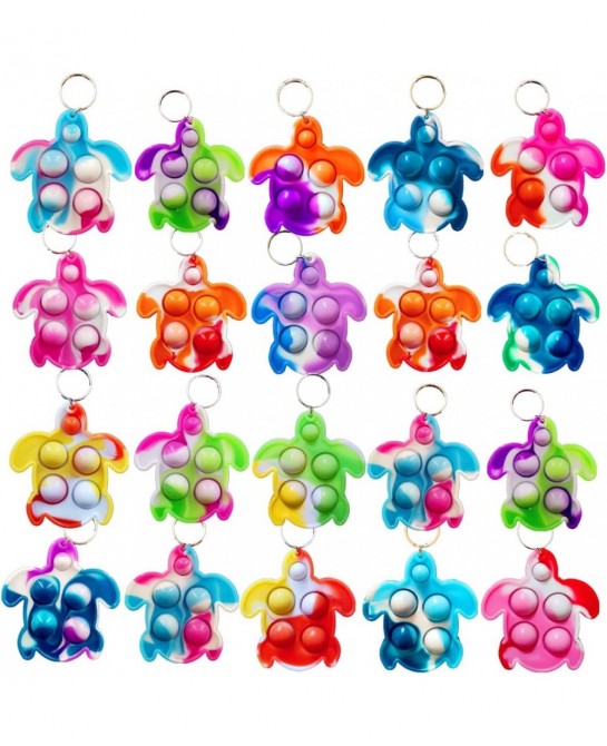 (Students Gift)20 Packs Bulk Turtle Mini pop Fidget Keychain Gift for Boys and Girls kids Party Favors Supplies and Classroom...