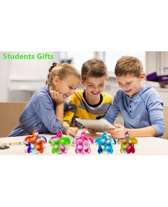 (Students Gift)20 Packs Bulk Turtle Mini pop Fidget Keychain Gift for Boys and Girls kids Party Favors Supplies and Classroom...