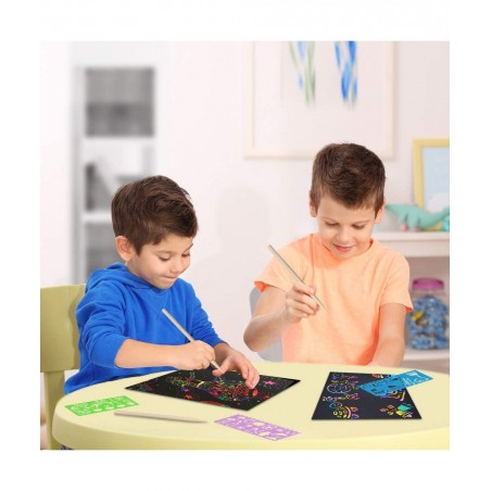 Scratch Paper Art for Kids - 60 Pcs Magic Rainbow Scratch Paper Off Set Scratch Crafts Arts Supplies Kits Pads Sheets Boards ...