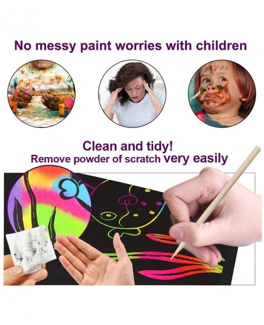 Scratch Paper Art for Kids - 60 Pcs Magic Rainbow Scratch Paper Off Set Scratch Crafts Arts Supplies Kits Pads Sheets Boards ...