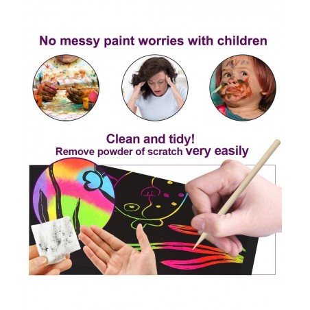 Scratch Paper Art for Kids - 60 Pcs Magic Rainbow Scratch Paper Off Set Scratch Crafts Arts Supplies Kits Pads Sheets Boards ...