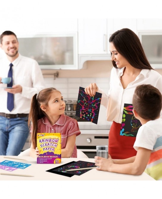 Scratch Paper Art for Kids - 60 Pcs Magic Rainbow Scratch Paper Off Set Scratch Crafts Arts Supplies Kits Pads Sheets Boards ...